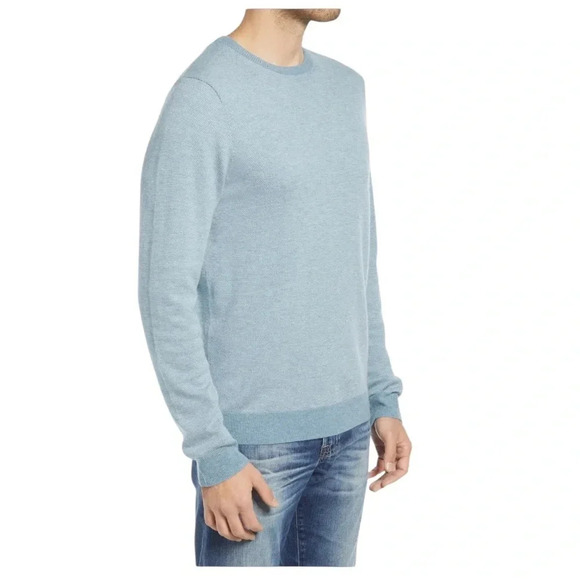 Nordstrom Big & Tall Bird's Eye Crewneck Sweater Blue Chambry Birdseye Size 3XL - Picture 8 of 8